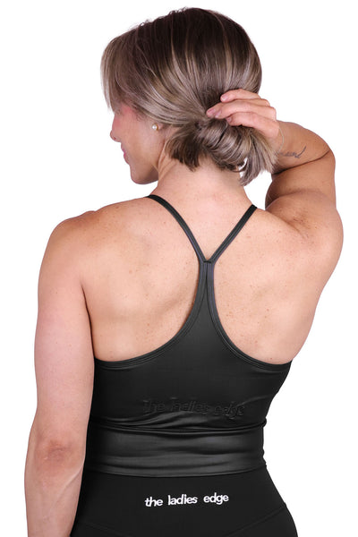 BLACK METALLIC MESH BRA