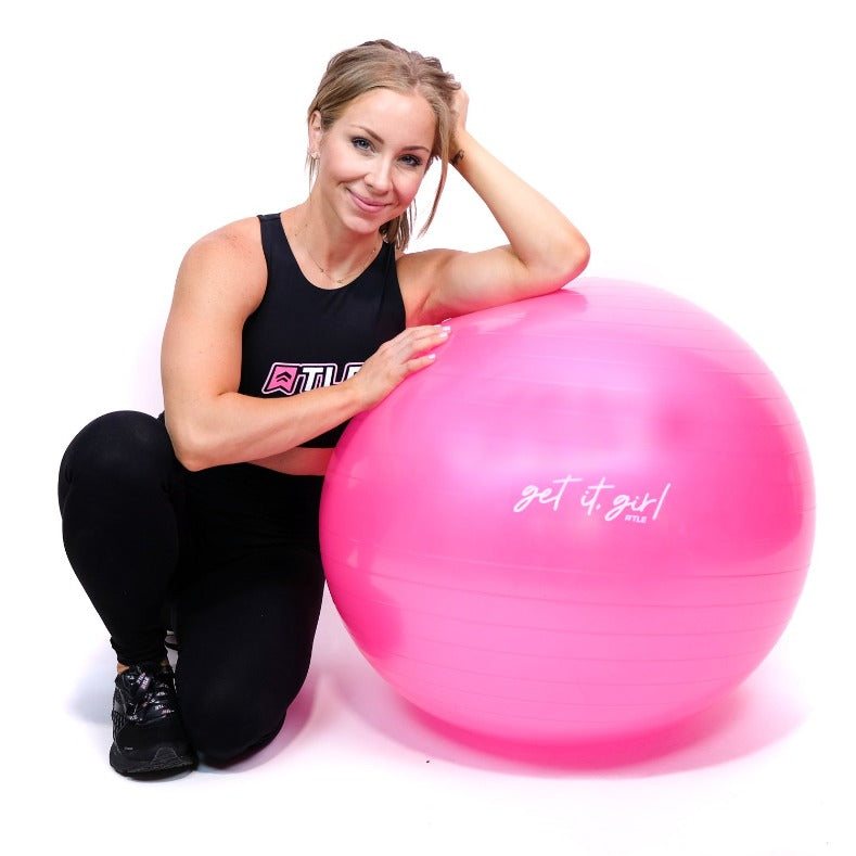 Yoga and Exercise Ball For Home Gym & Yoga Studio - Pink