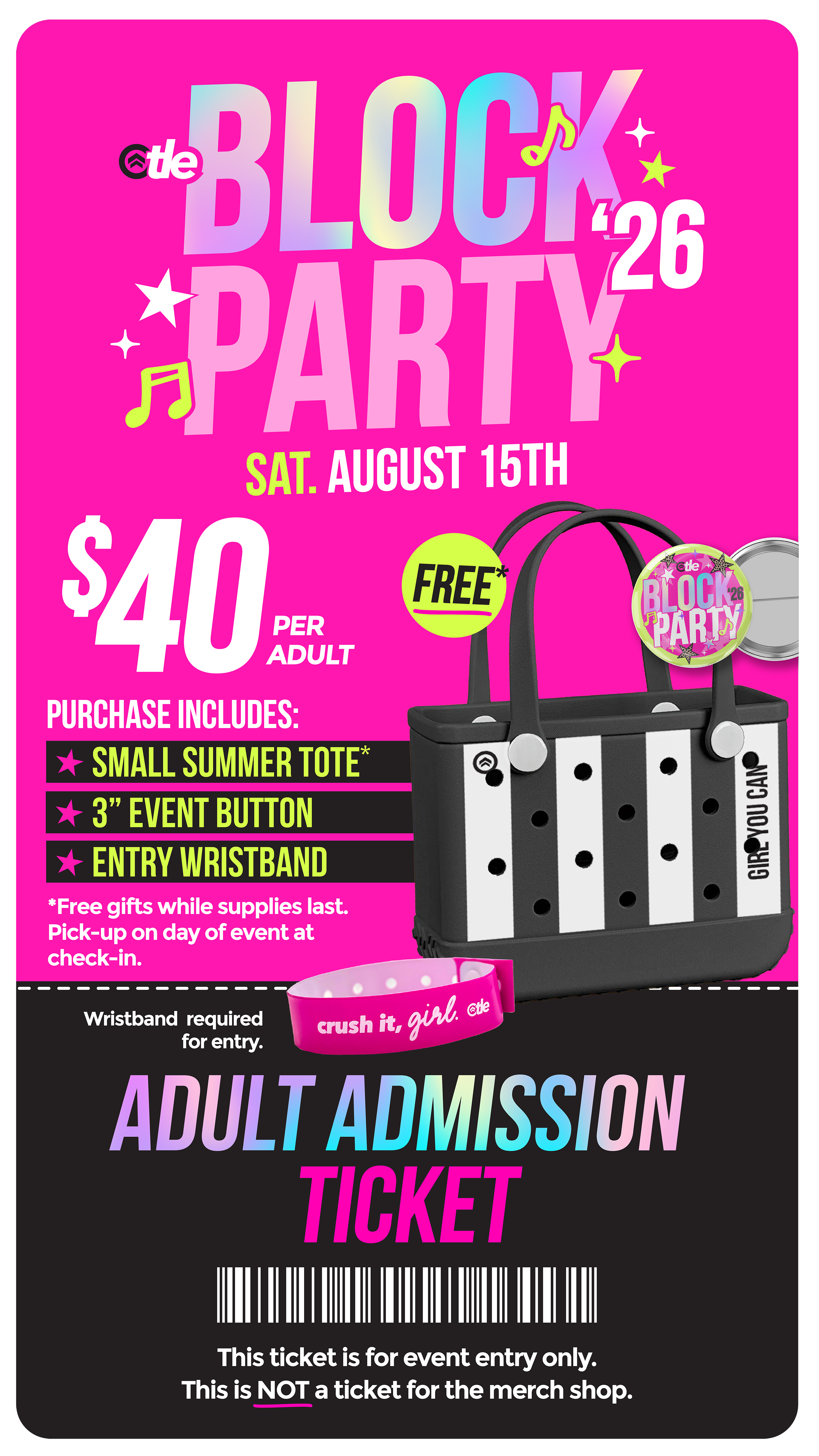 2026 BLOCK PARTY TICKET (W/TOTE)