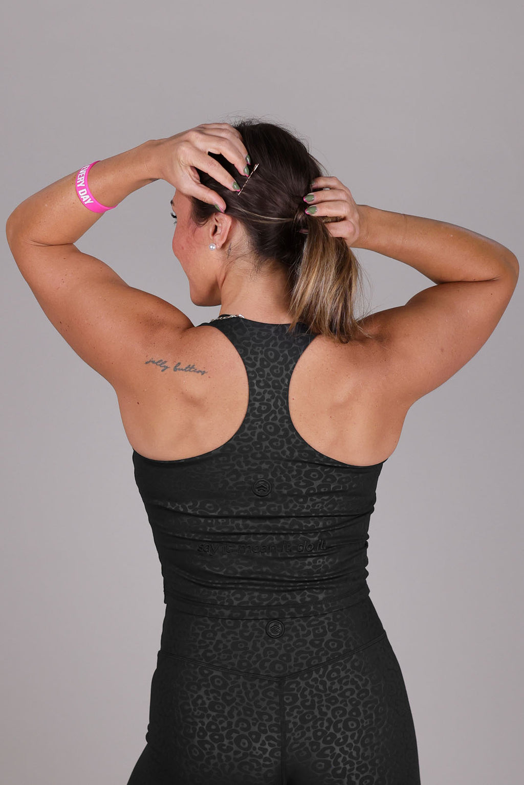 BLACK CHEETAH CINCH BRA TOP