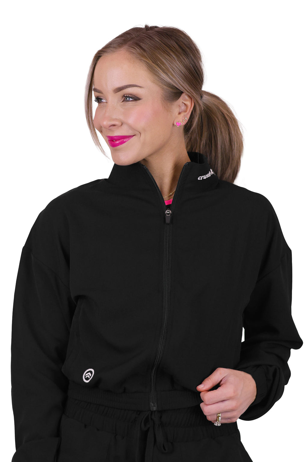 BLACK CROPPED WINDBREAKER