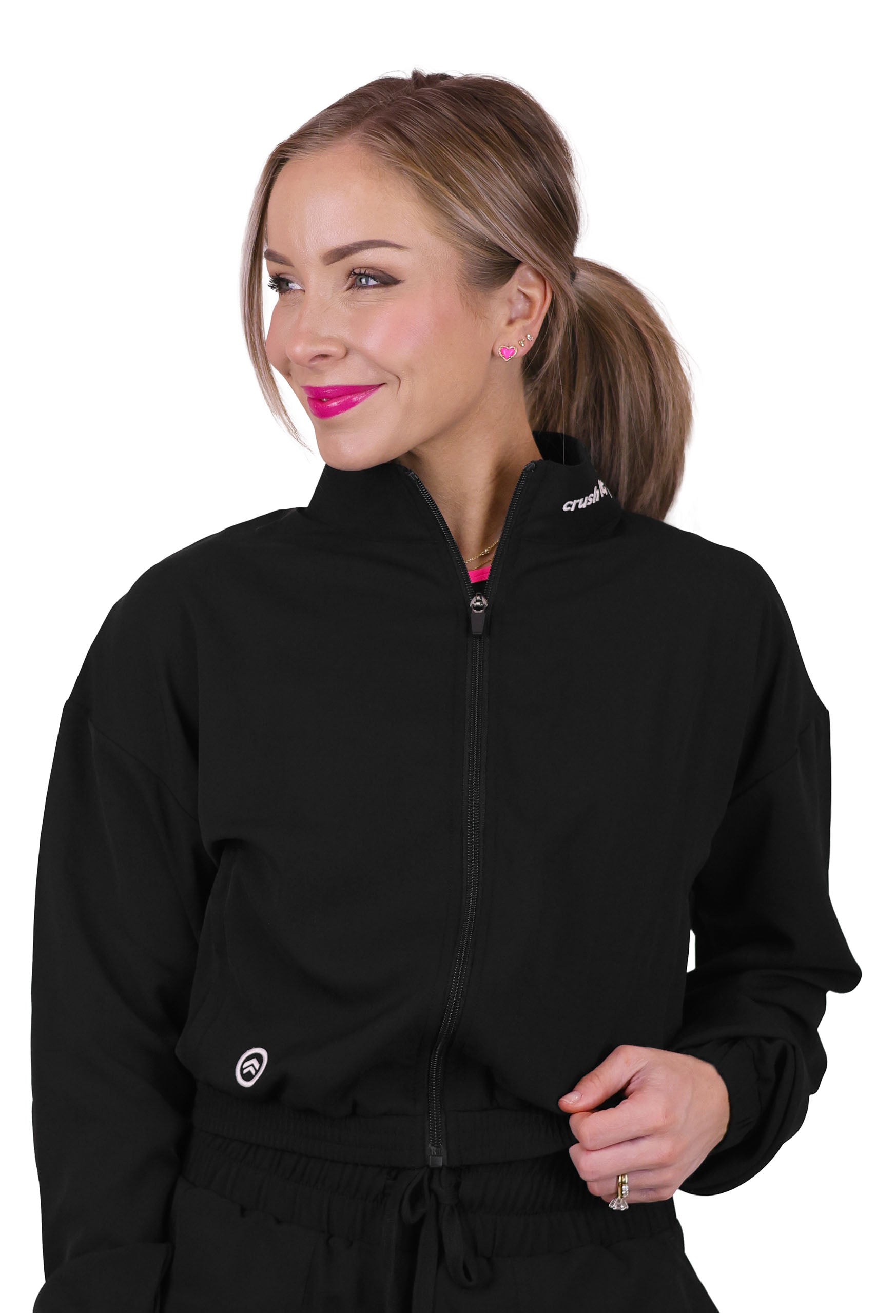 BLACK CROPPED WINDBREAKER