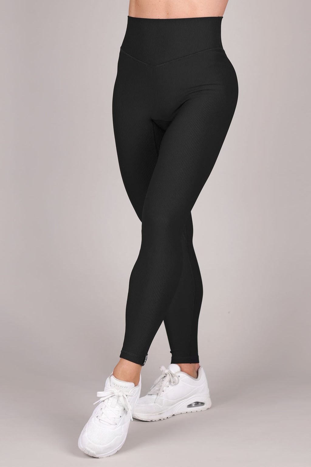BLACK RIBBED LEGGING