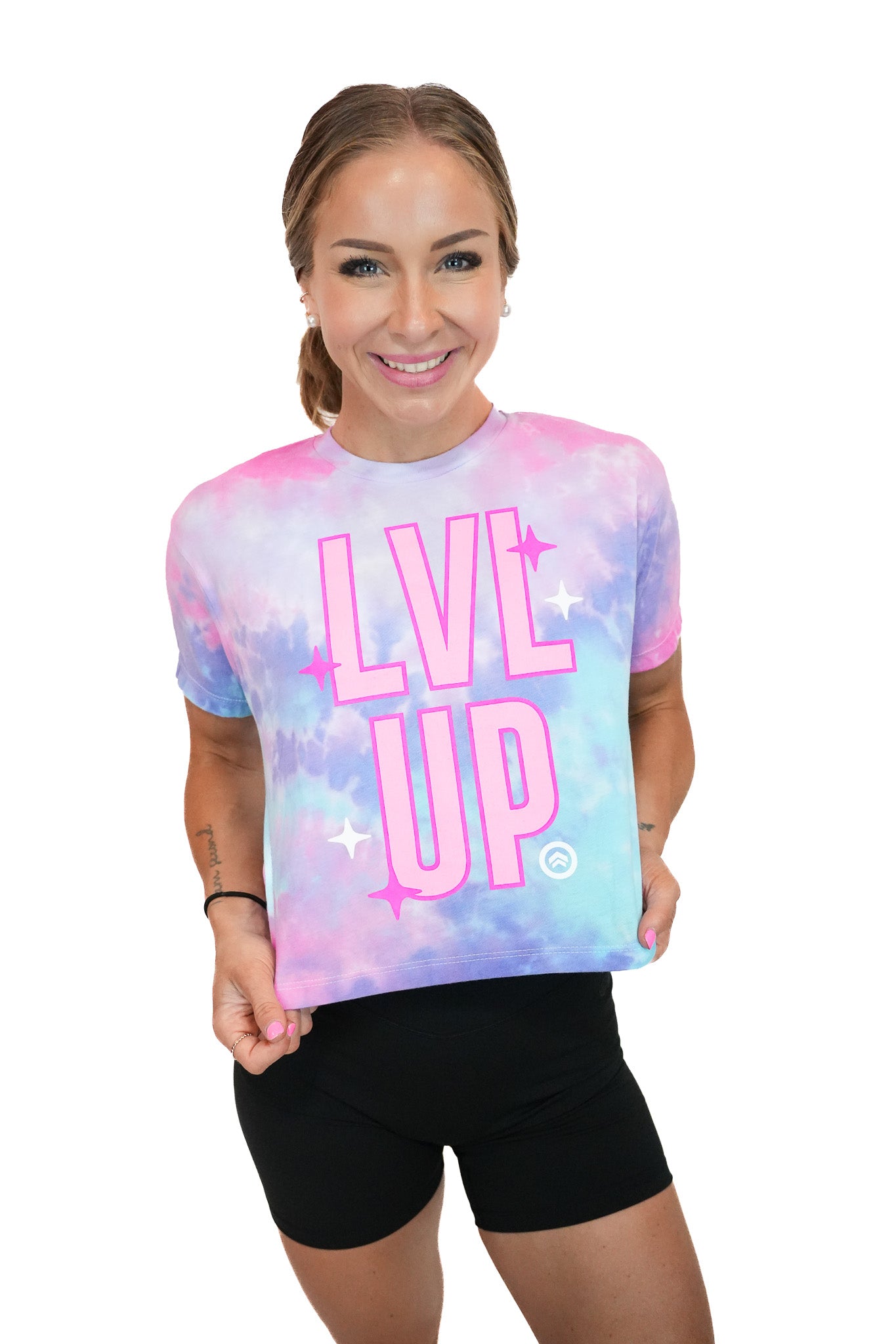 LVL UP TIE DYE CROP TEE