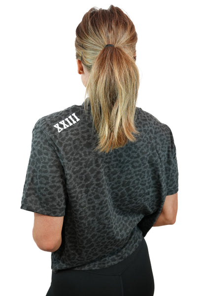 BLACK CHEETAH CROP TEE