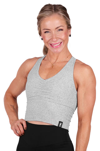 EXTRA LONG HEATHER GREY CINCH BRA