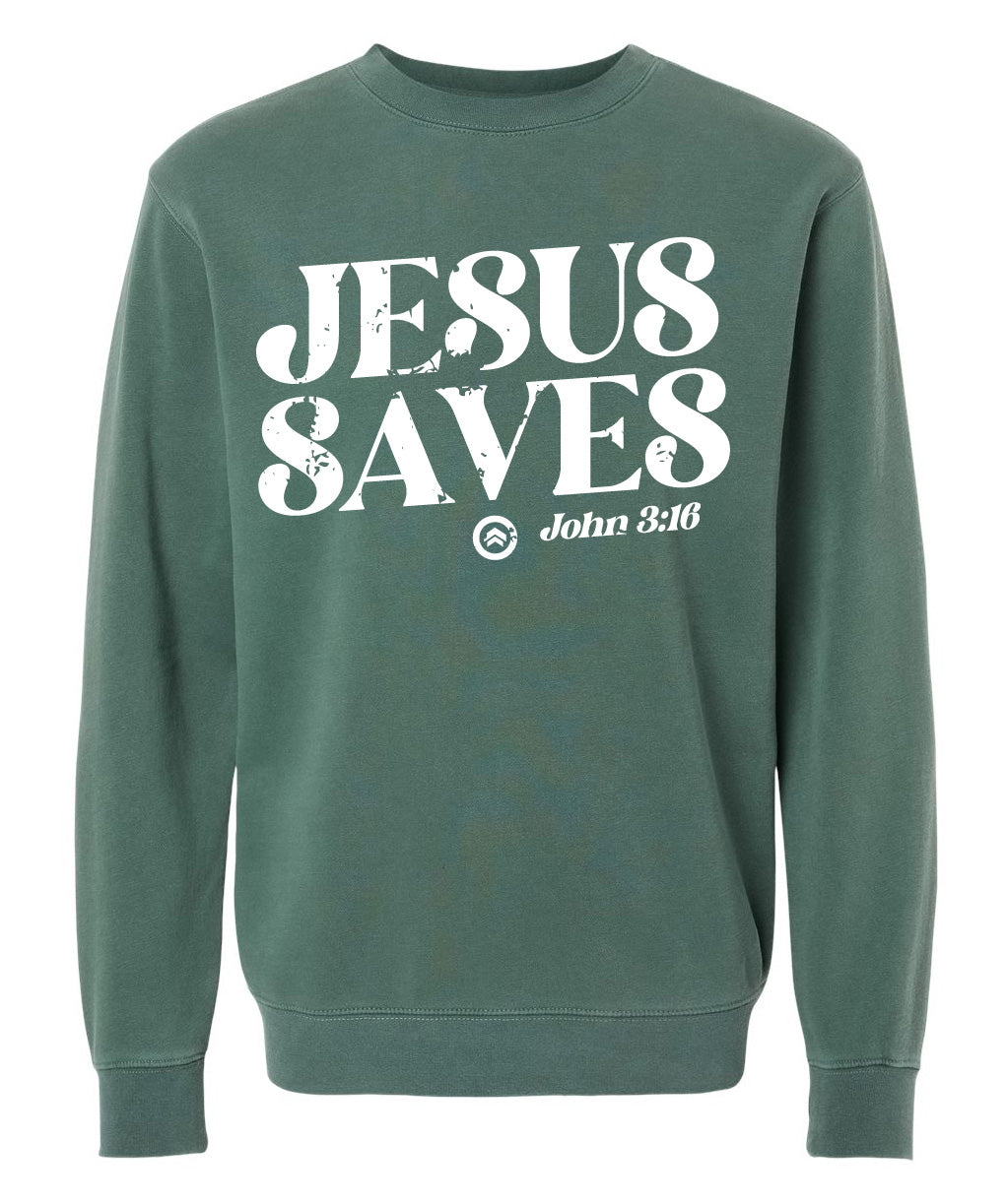 JESUS SAVES CREWNECK (GREEN)