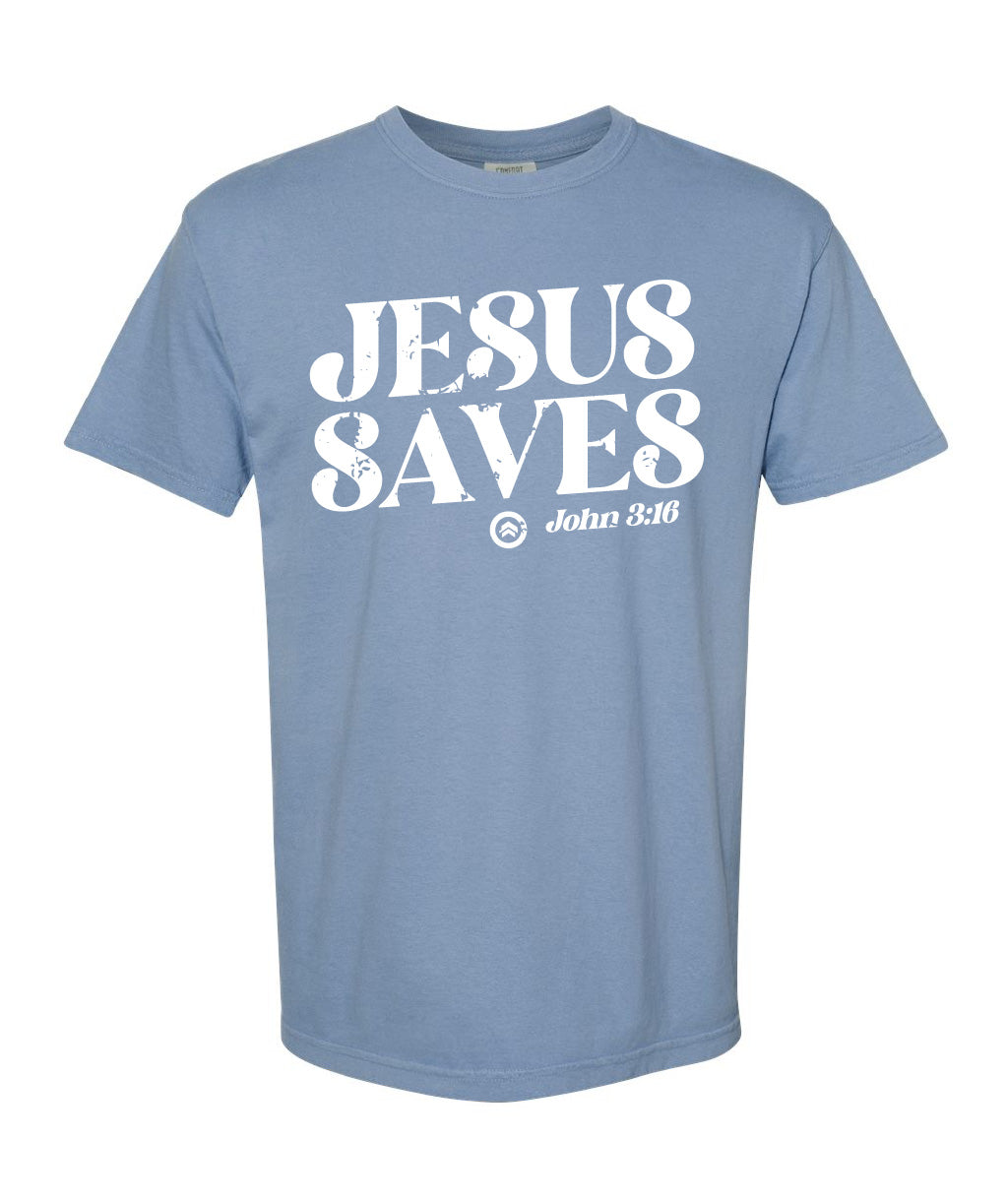 JESUS SAVES TEE (BLUE) *PRE-ORDER*