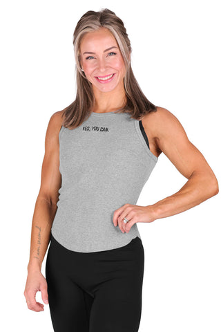 GREY EMBROIDERED TANK