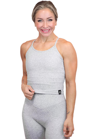 HEATHER GREY SPORTY BRA TOP