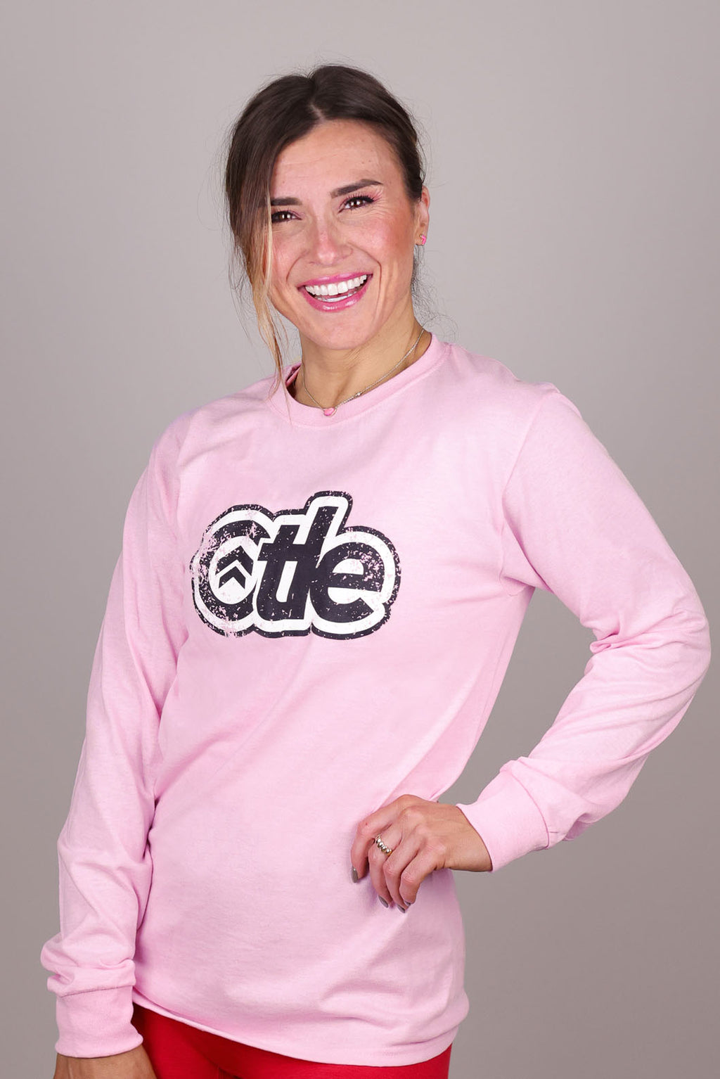 LIGHT PINK LS LOGO TEE