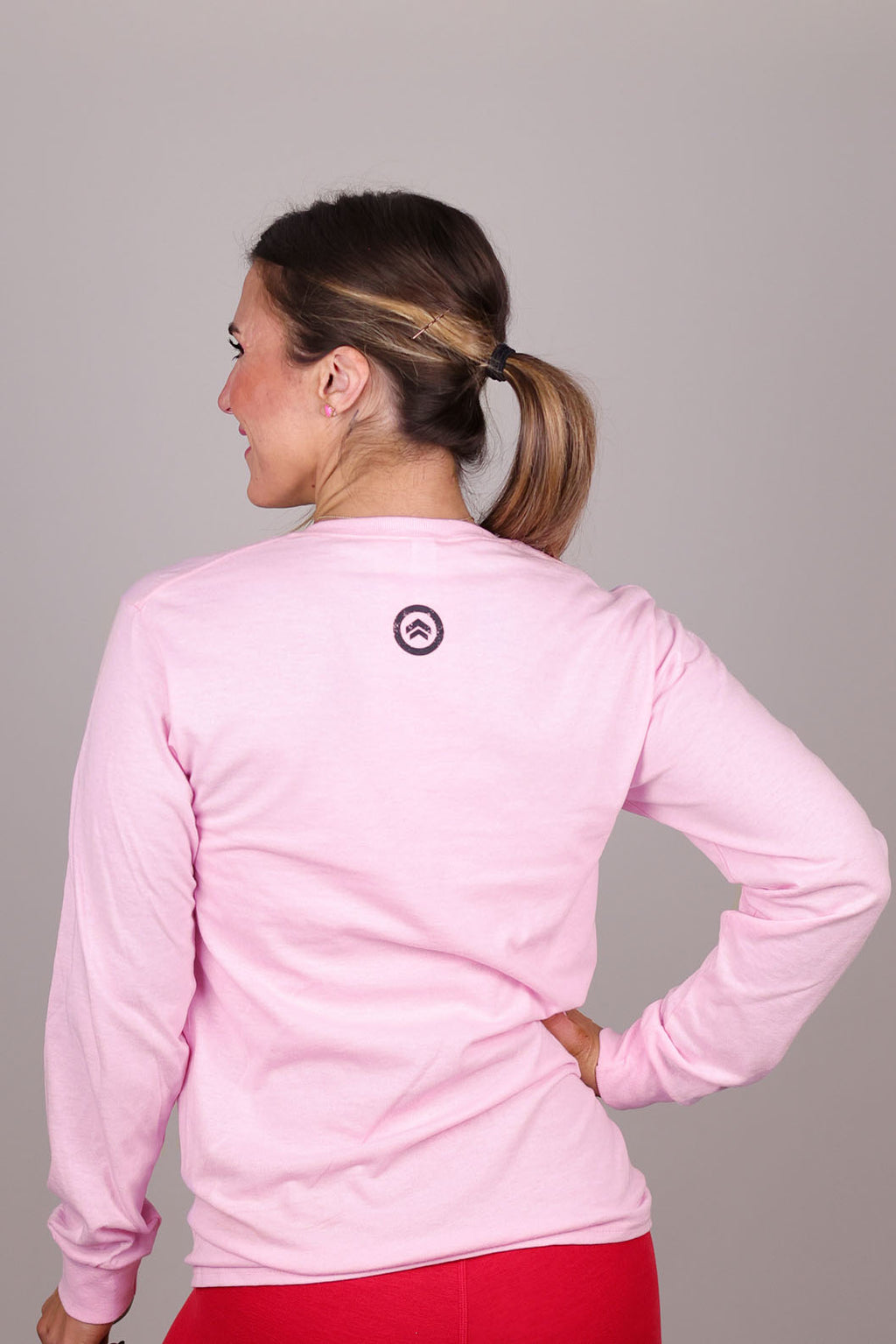 LIGHT PINK LS LOGO TEE