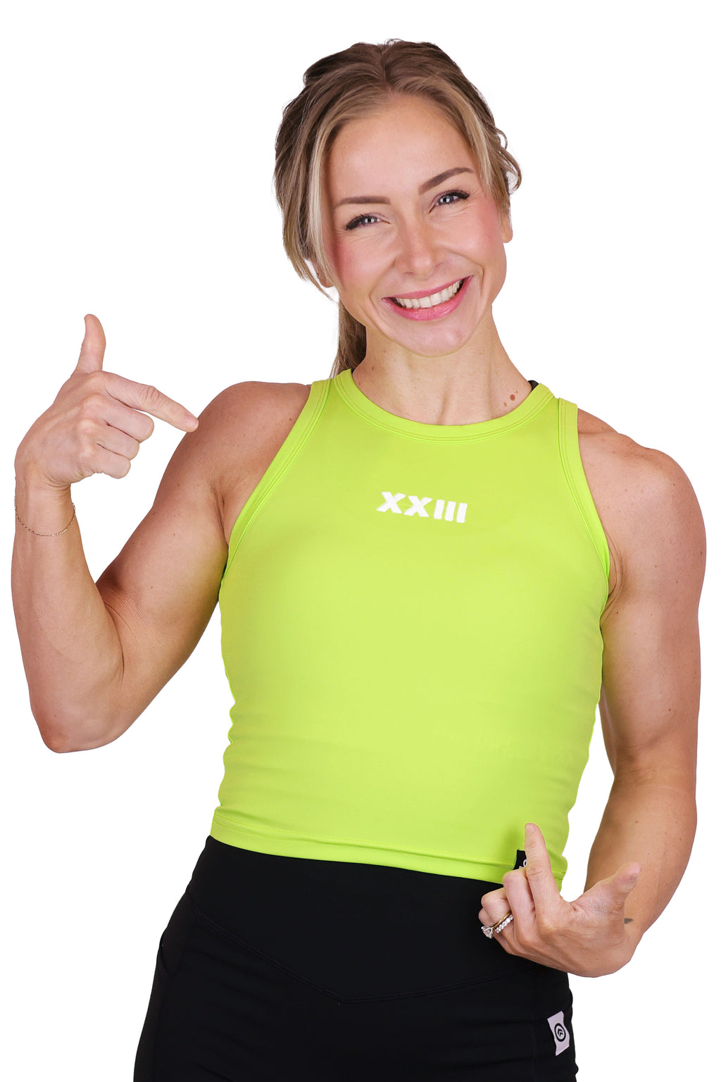 LIME GREEN HIGH NECK CROP