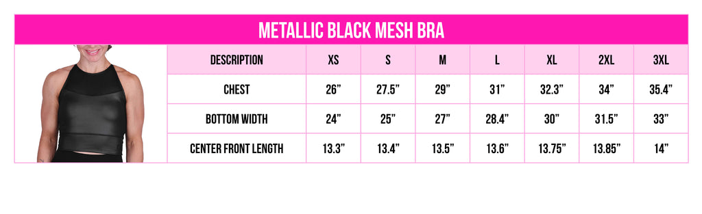 BLACK METALLIC MESH BRA