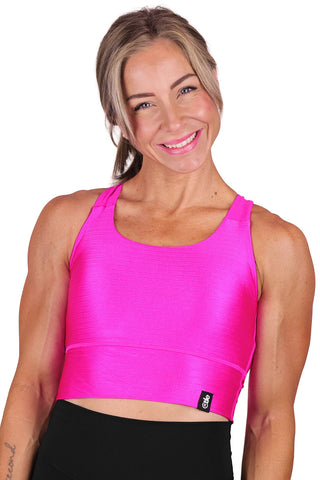 METALLIC PINK CRISS CROSS BRA