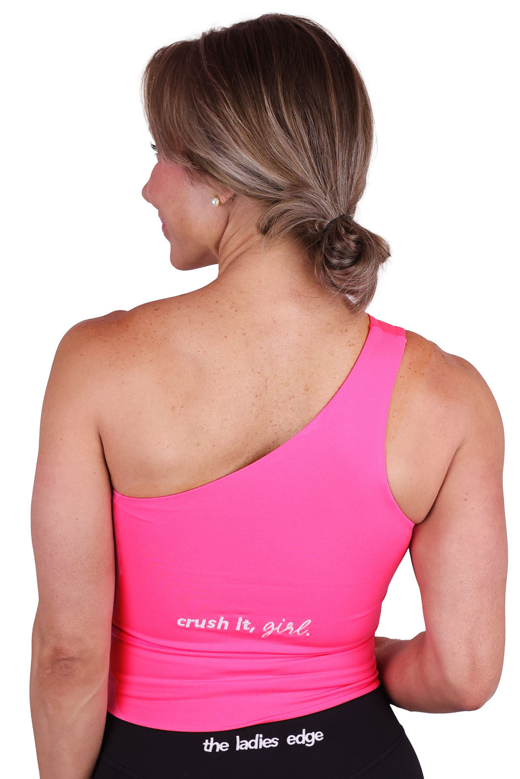 1-SHOULDER HOT PINK CUTOUT BRA TOP