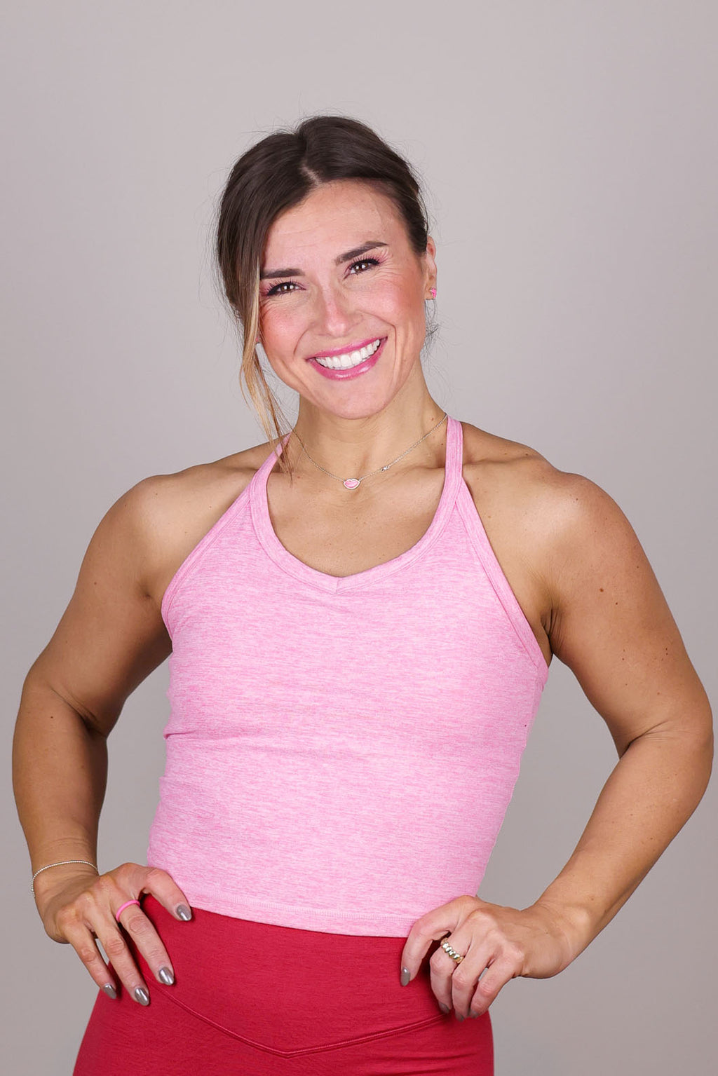 POWDER PINK MARBLE RACER TANK