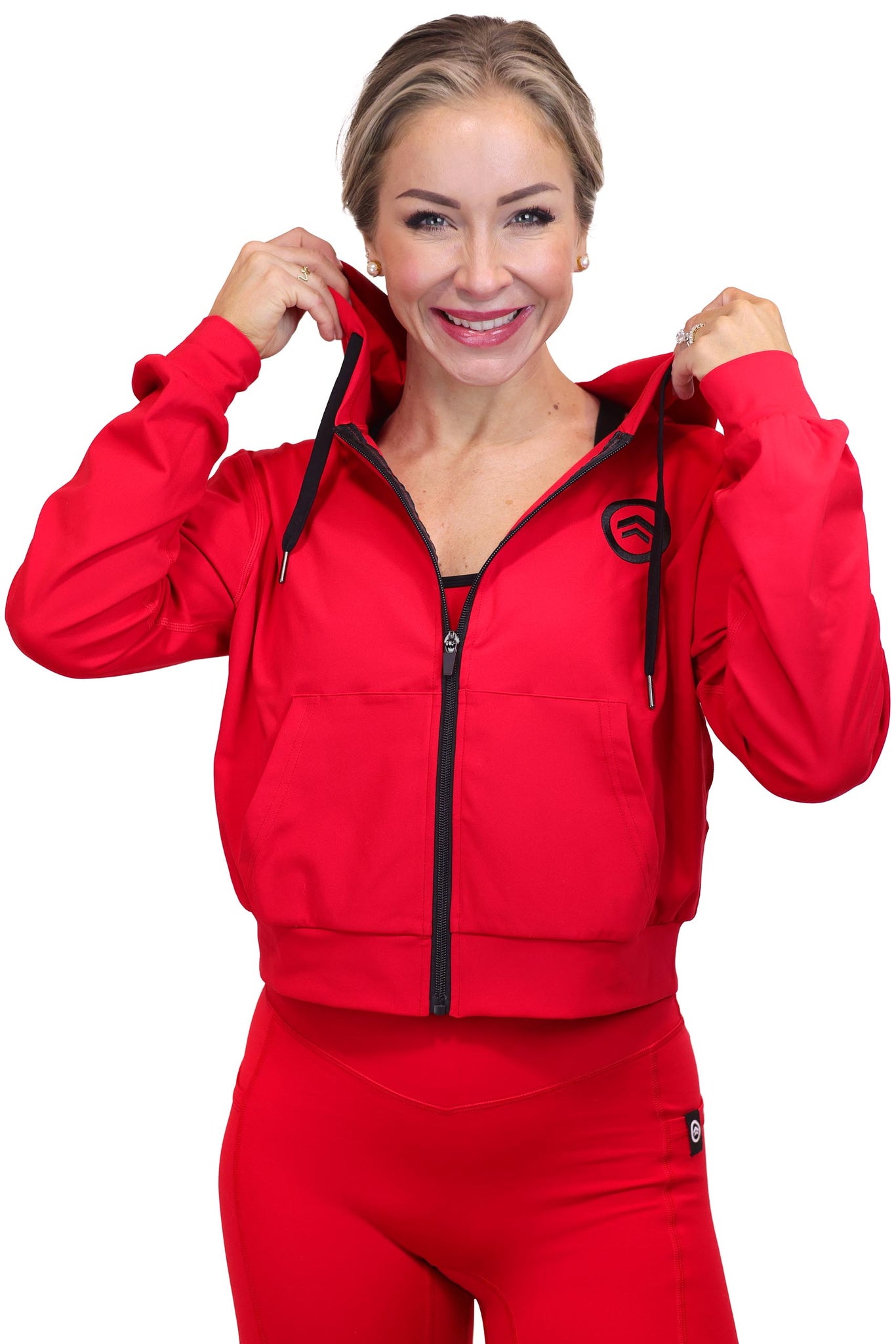 Red Full Zip Crop Jacket